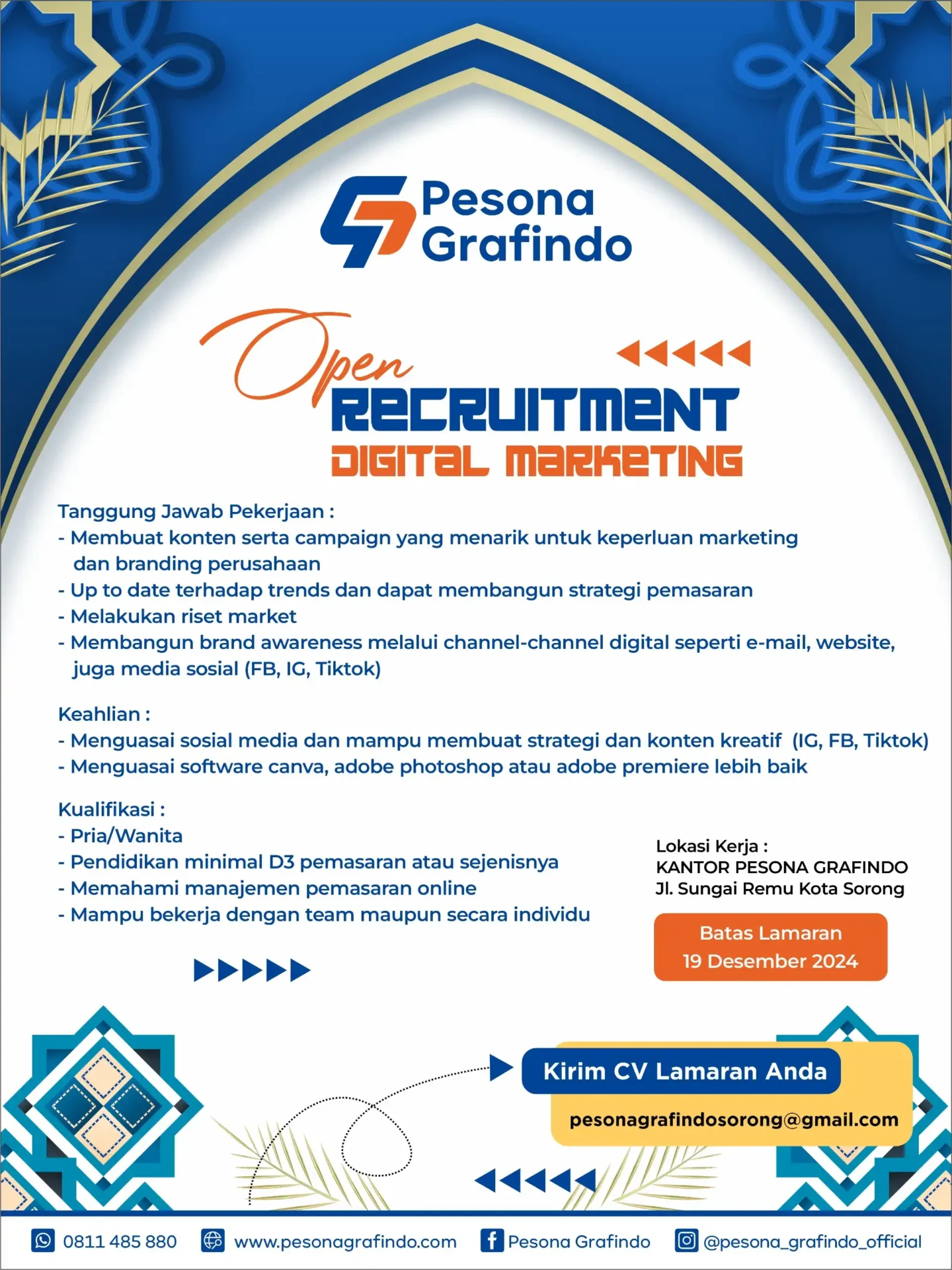 Rekrutmen Digital Marketing 2024 Pesona Grafindo